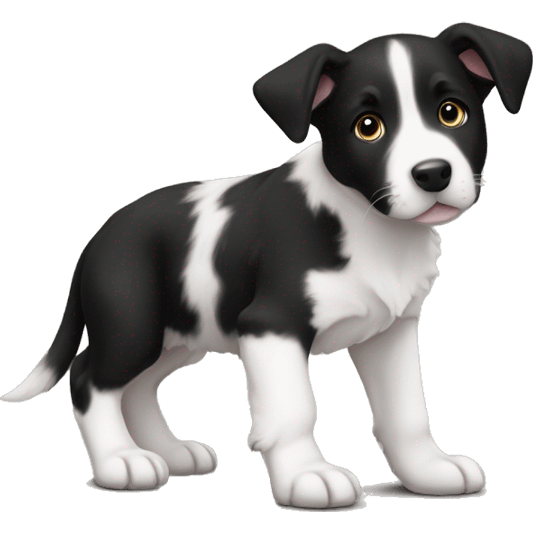 Black and White Border Collie Pitbull mix puppy  emoji