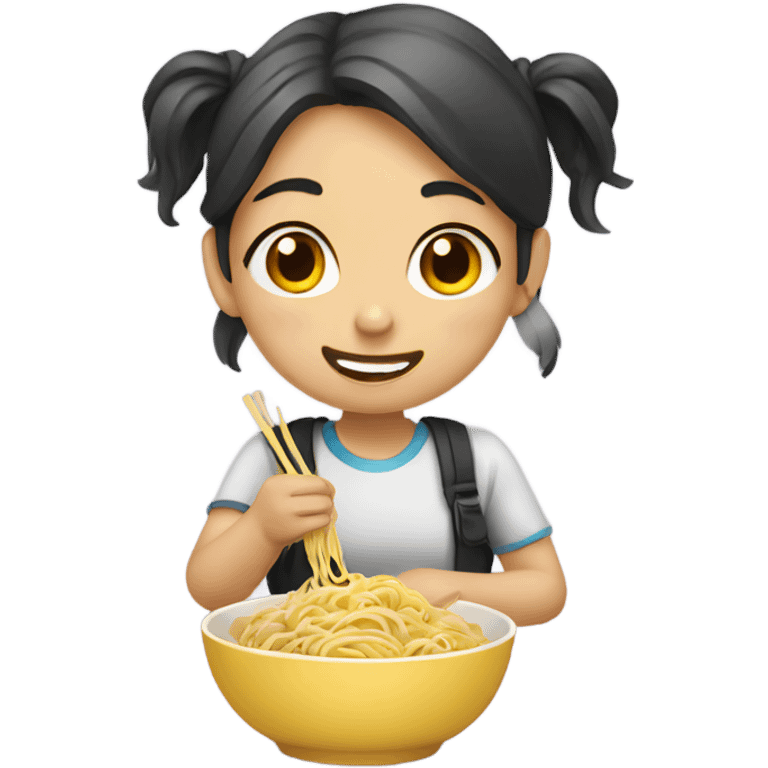 girl eat noodles emoji