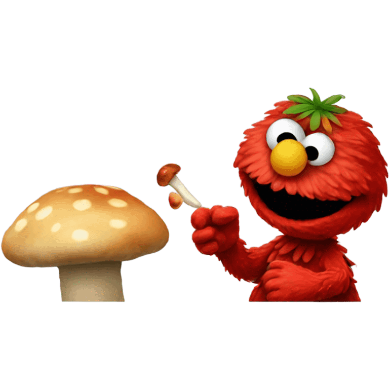 elmo eating a mushroom emoji