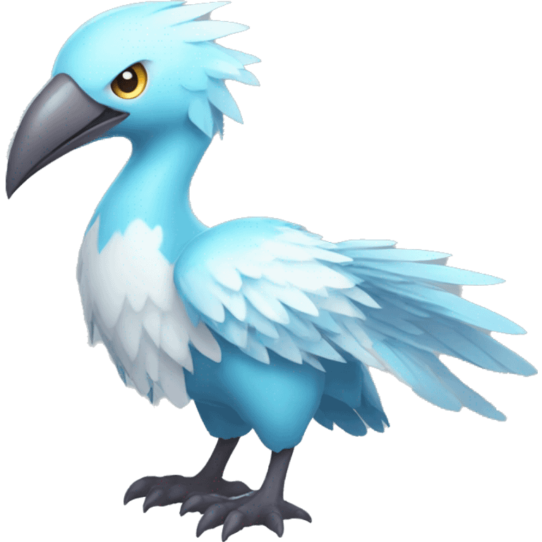 Fantasy legendary godly ice bird Fakemon full body emoji