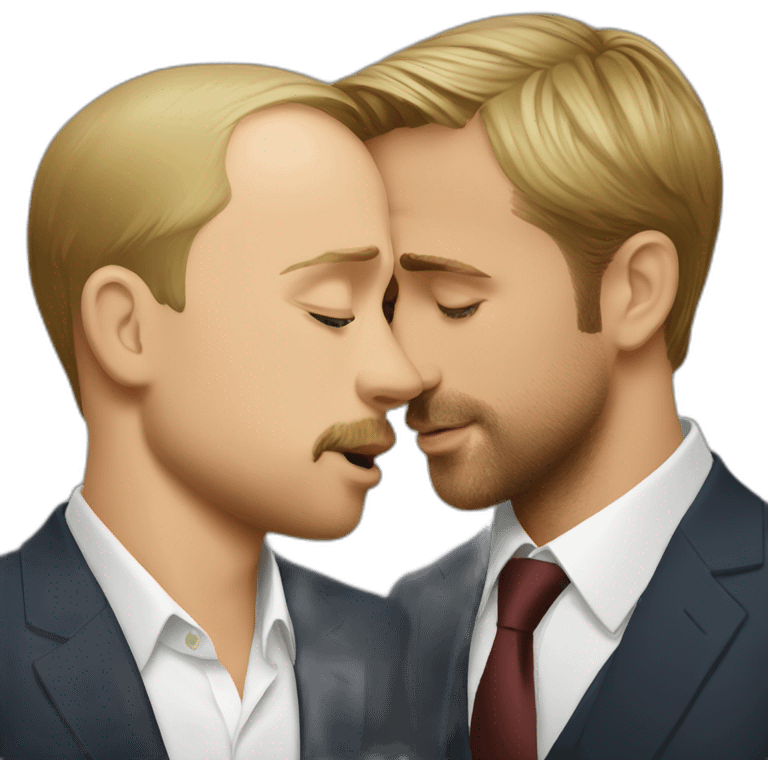 Putin and Ryan Gosling kissing emoji