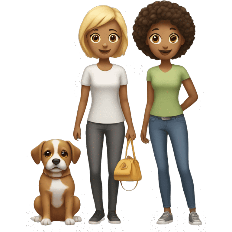 two women with a dog emoji