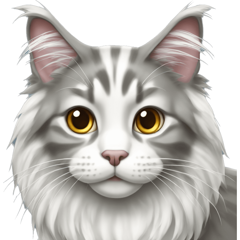 Grey and white Maine coon cat emoji