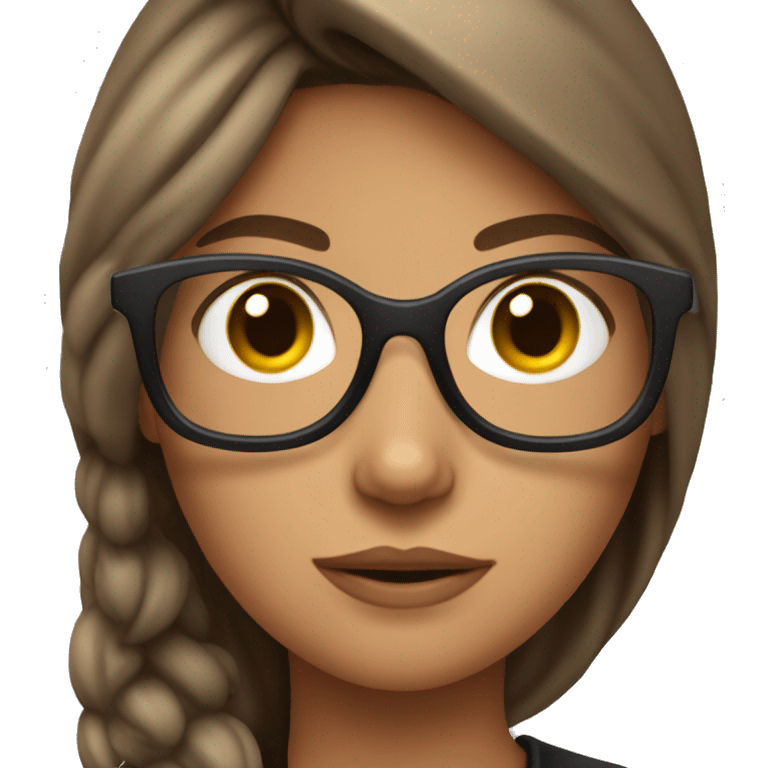 Tanned girl with brown hair and glasses wearing burglar outfit emoji