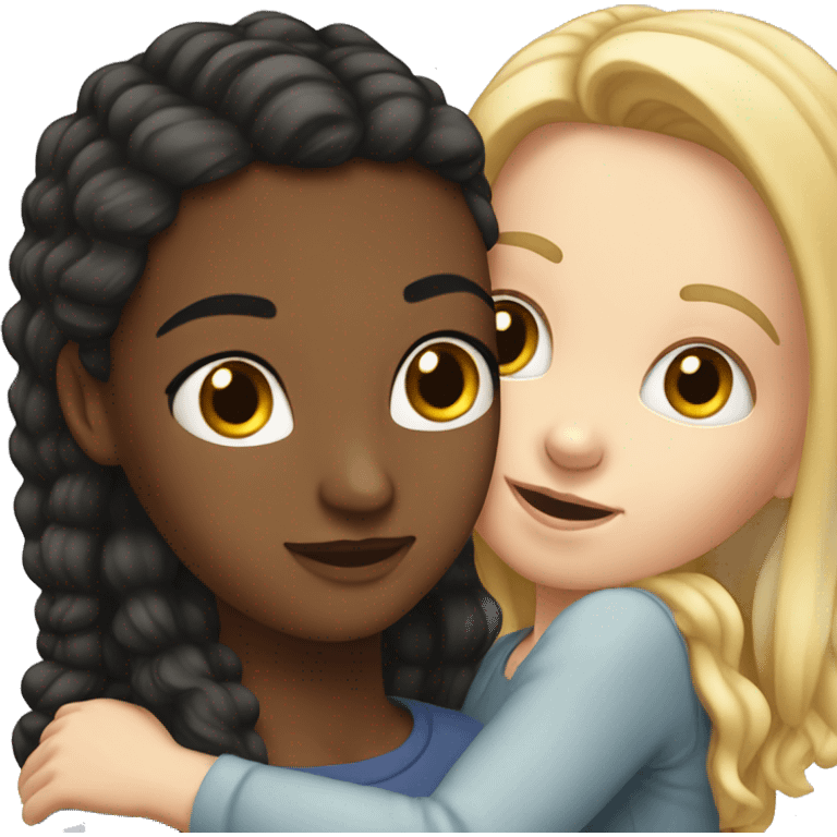 White girl hugs white girl emoji