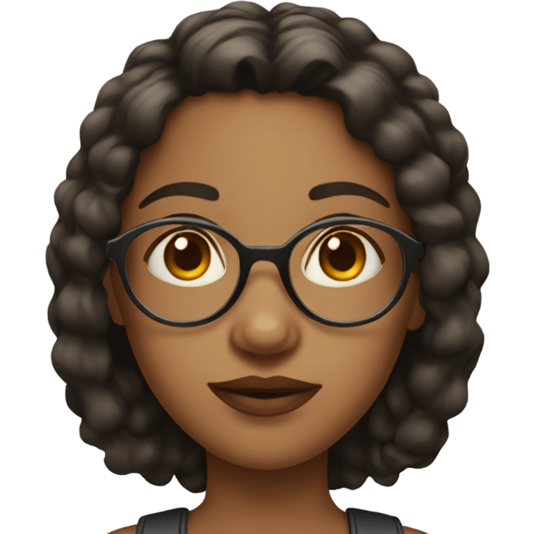 girl with a bitch face in glasses medium hair emoji