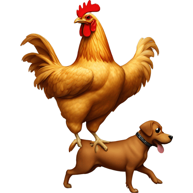 Chicken riding a dog  emoji