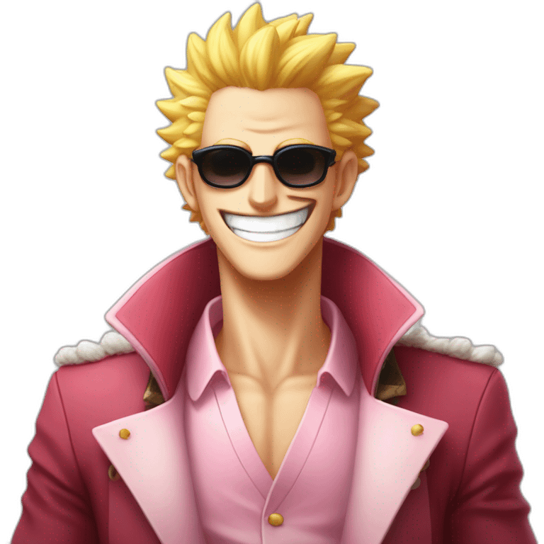 Donquixote Doflamingo avec grand sourire emoji