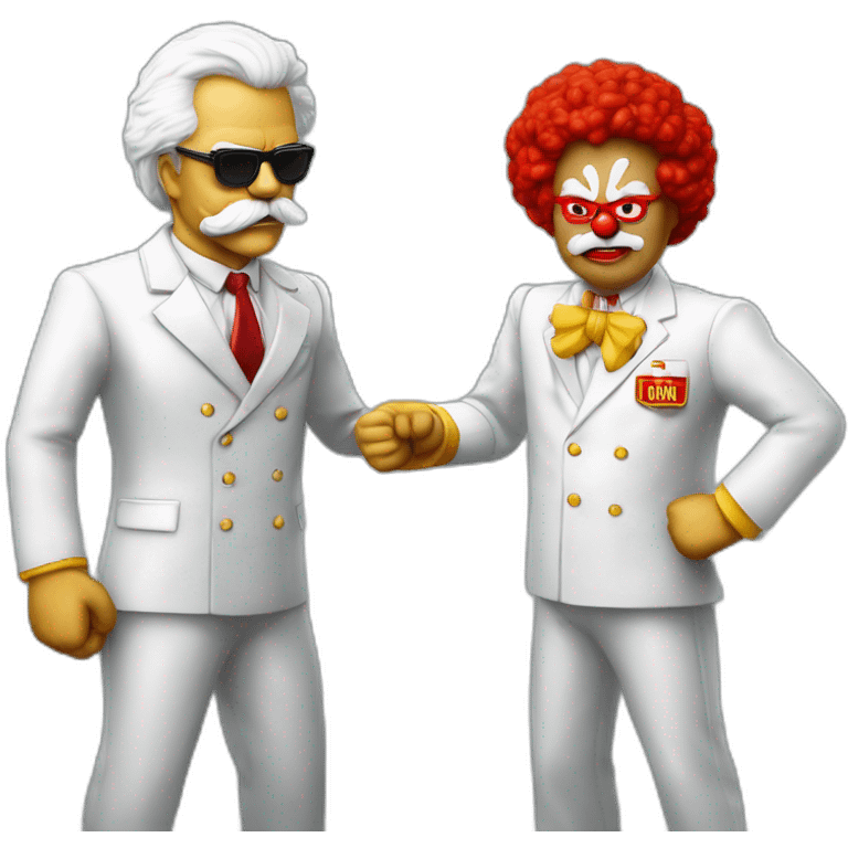 Colonel Sanders and Ronald McDonald with their fists up, about to brawl emoji