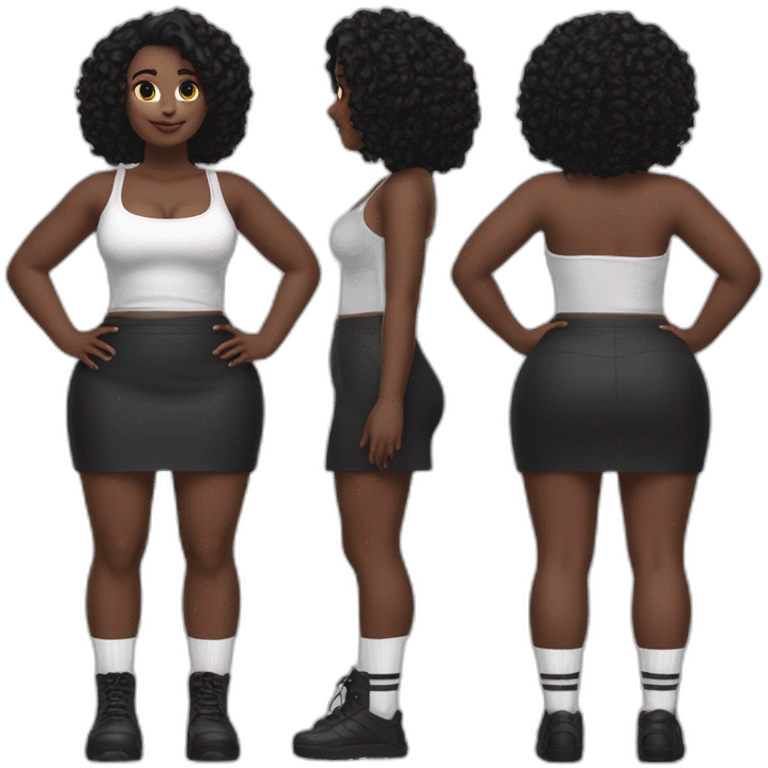 both sides full-body-back-view-curvy-фигуристка-black-lifted skirt white-knickers and long socks emoji