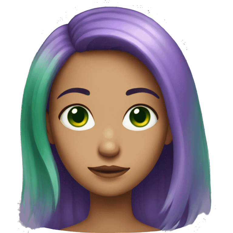 girl with purple hair and green eyes emoji