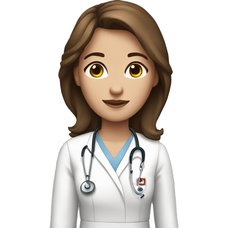 white skin woman with brown hair in a medical gown emoji