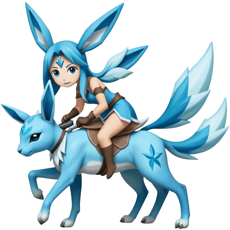 Glaceon carrying a dragoon’s lance on her back emoji