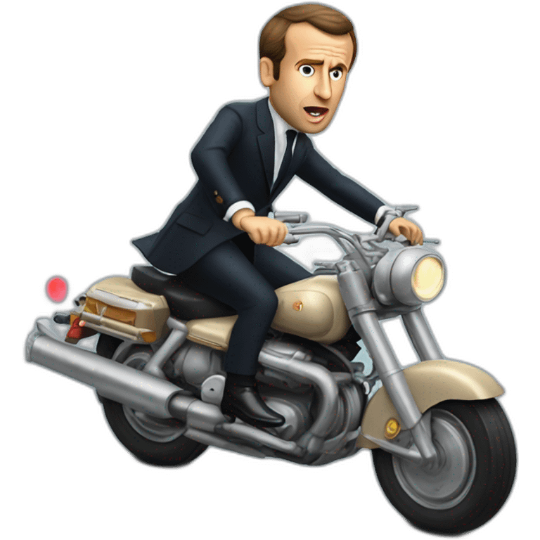 Emmanuel Macron riding a Bullet bill emoji