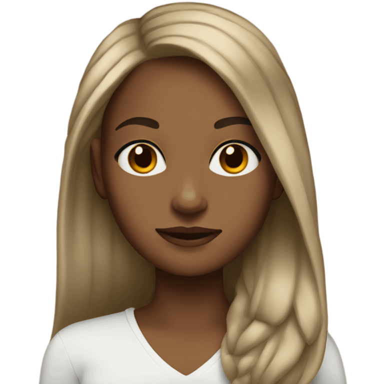 Brown girl with long hair with bald  emoji