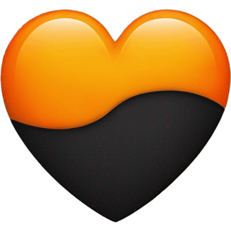 Half black and half orange heart emoji