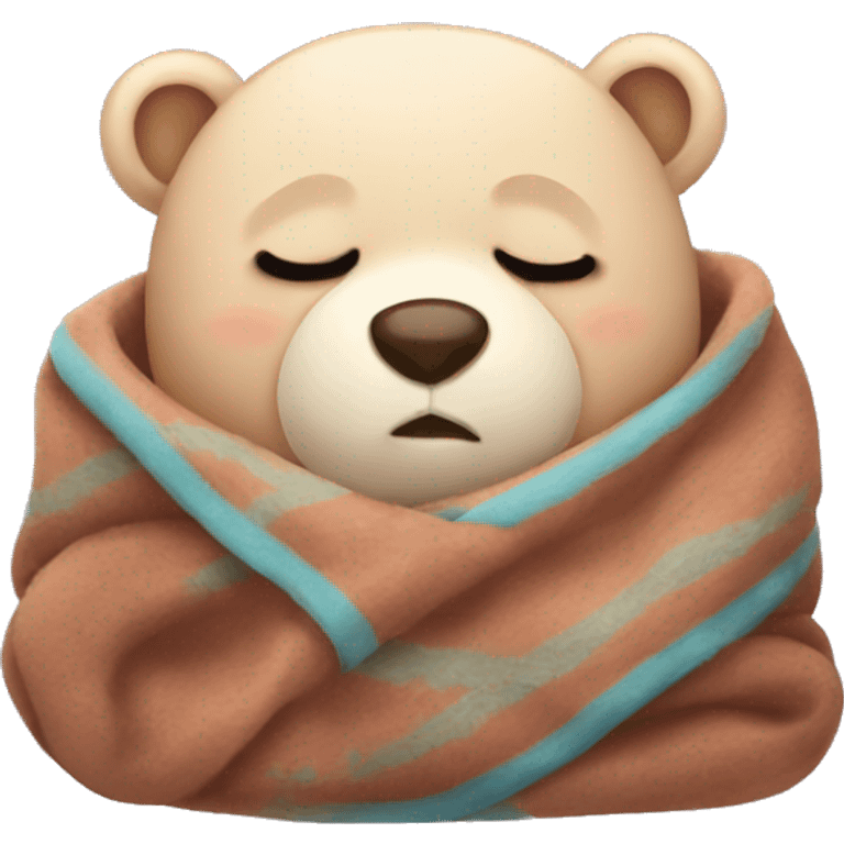 bear cozy sleep  in blanket emoji