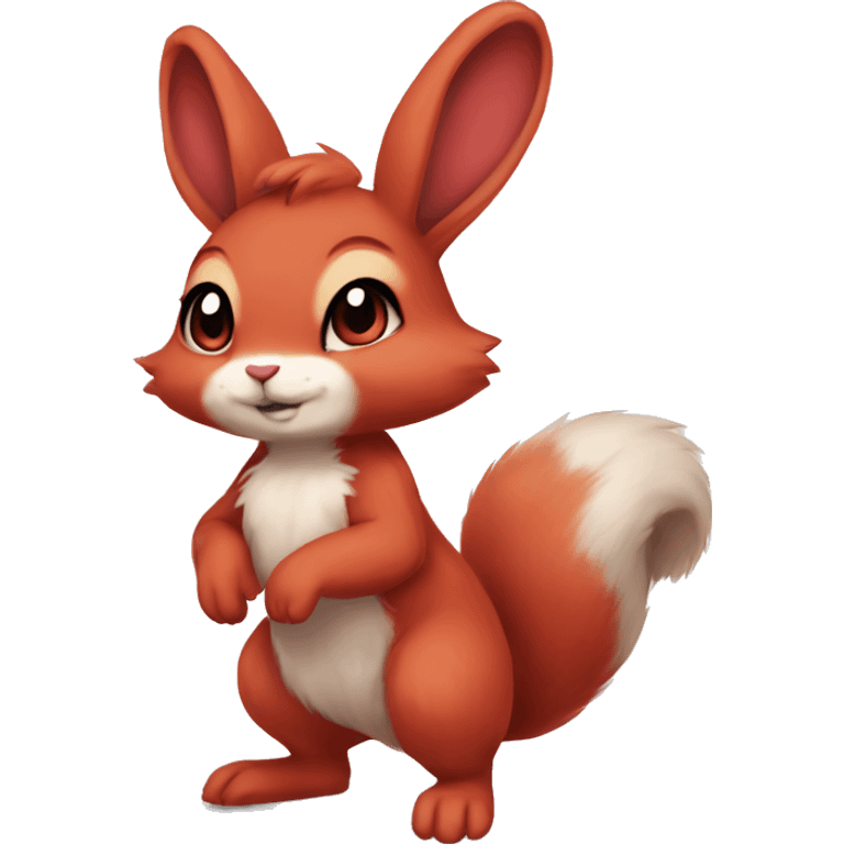 Anthro Sona Fakemon Full Body Red Rabbit Squirrel Chibi Cute  emoji