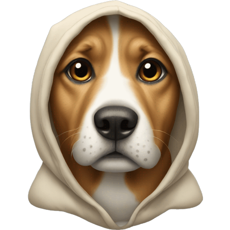 Dog wearing a hodie emoji