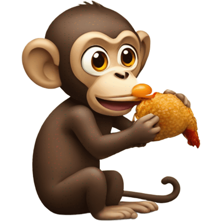 Monkey eating chicken  emoji