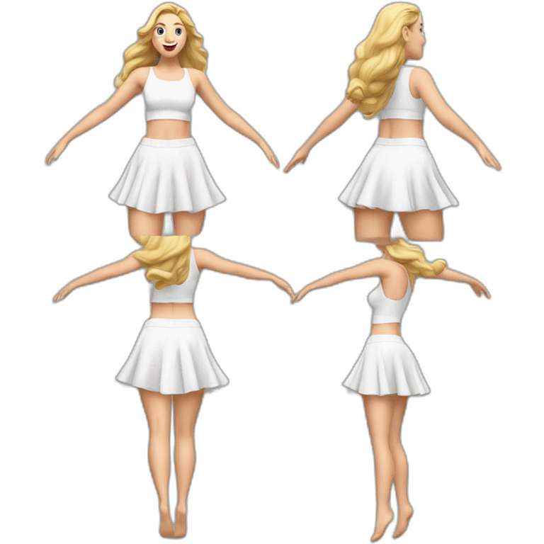 hyperrealistic-full-body-caucasian-curvy-beauty-jumping-white-skirt-back-and-front-views-strong-wind emoji