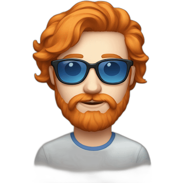 twitch gamer streamer, long face, ginger, blue sunglasses glasses, small goattee emoji