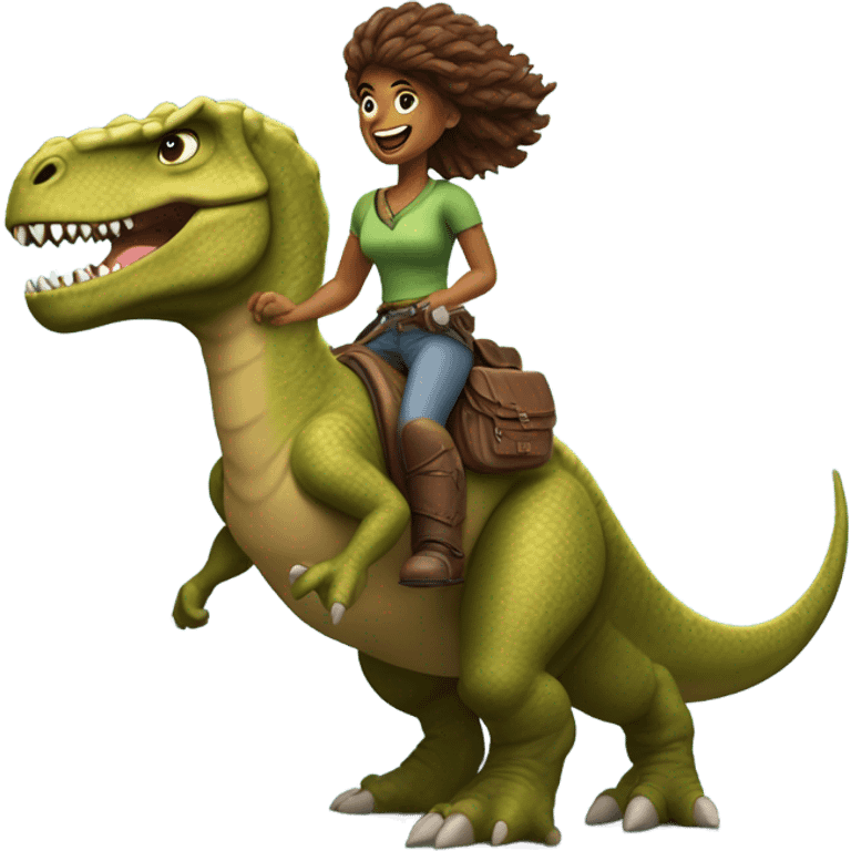 Woman riding dinosaur  emoji