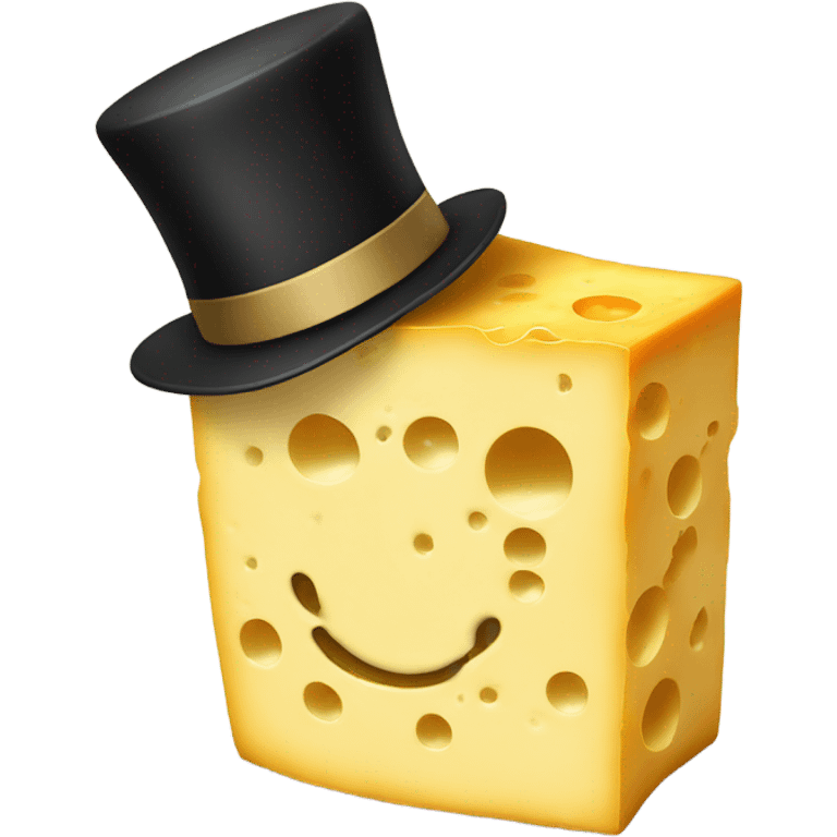 Block of cheese with a top hat emoji