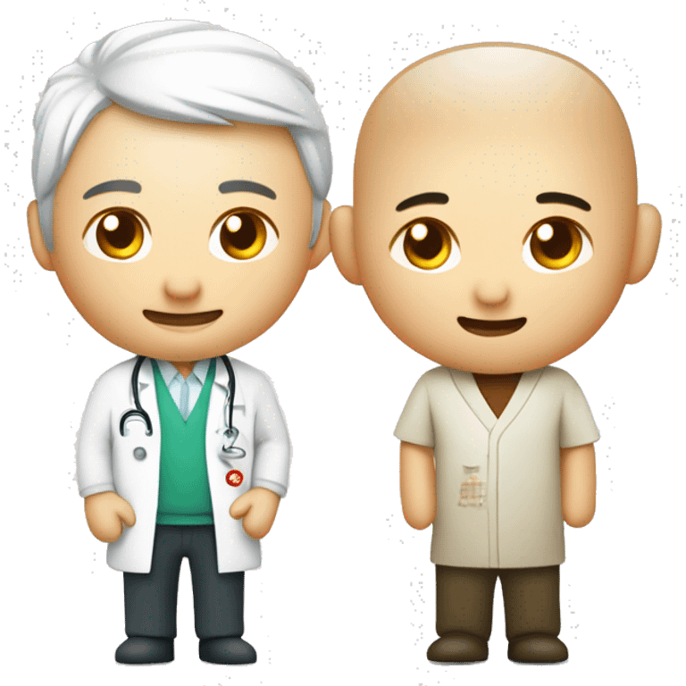 chiropractic and traditional chinese medicine. TCM doctor (shifu) with western doctor. emoji