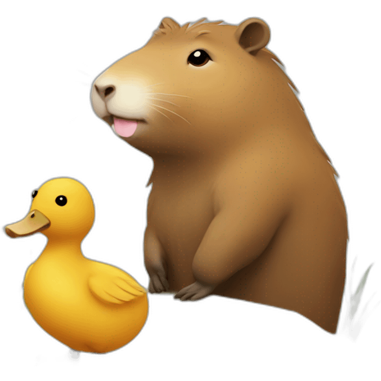 capybara friends with duck emoji