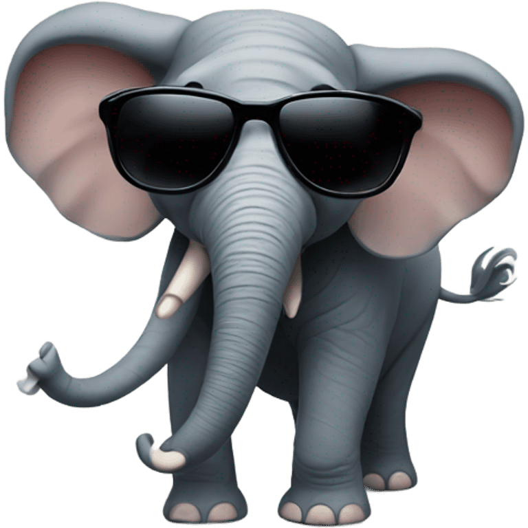 Waving elephant with sunglasses  emoji