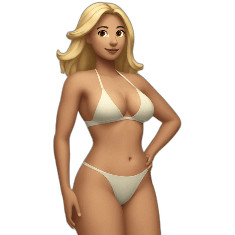 Slim-thicc Caucasian woman small bikini pose (beach body) emoji