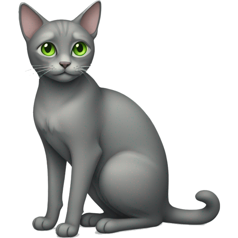 Grey cat green eyes full body emoji