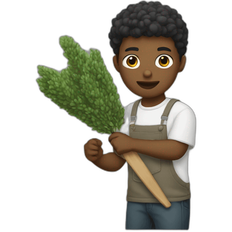 white kid chopping bush emoji