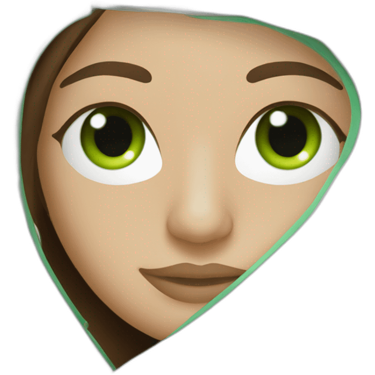 lasik eye surgery mask with dark brown long straight hair green eyes emoji