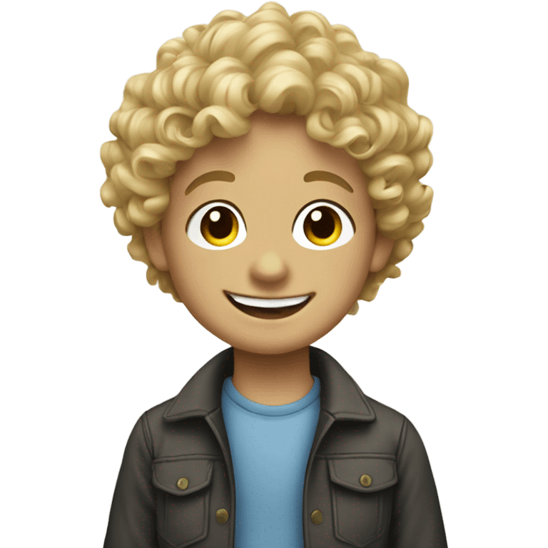 smiling blonde boy portrait with curly hair emoji