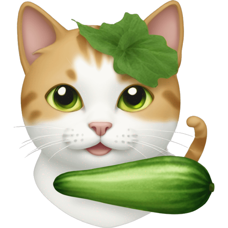 cat with cucumber emoji