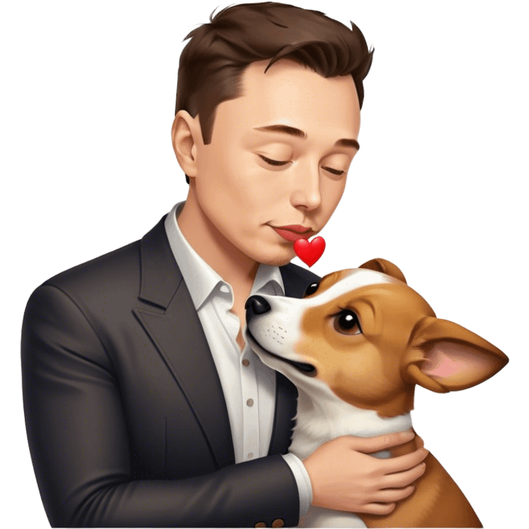 Elon musk kissing dog emoji