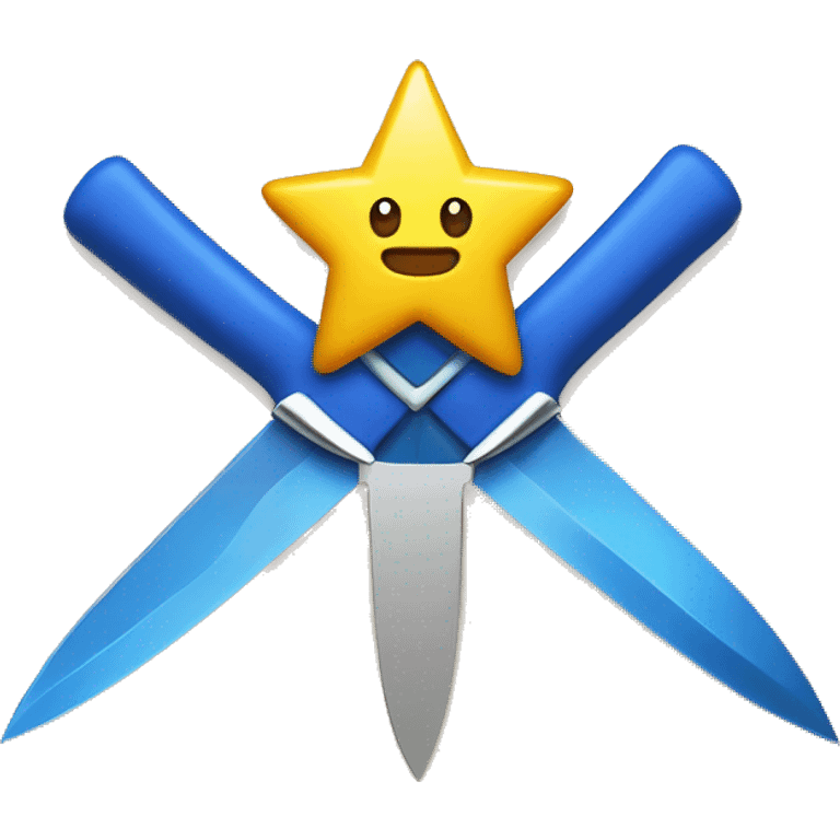 blue star with coquette bow holding a knife emoji