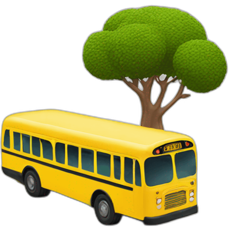 Bus and tree emoji