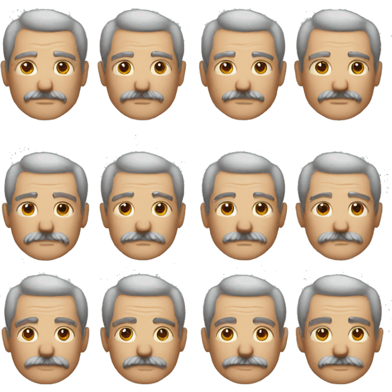 men 60 years, brown eyes, brown air, mustache emoji