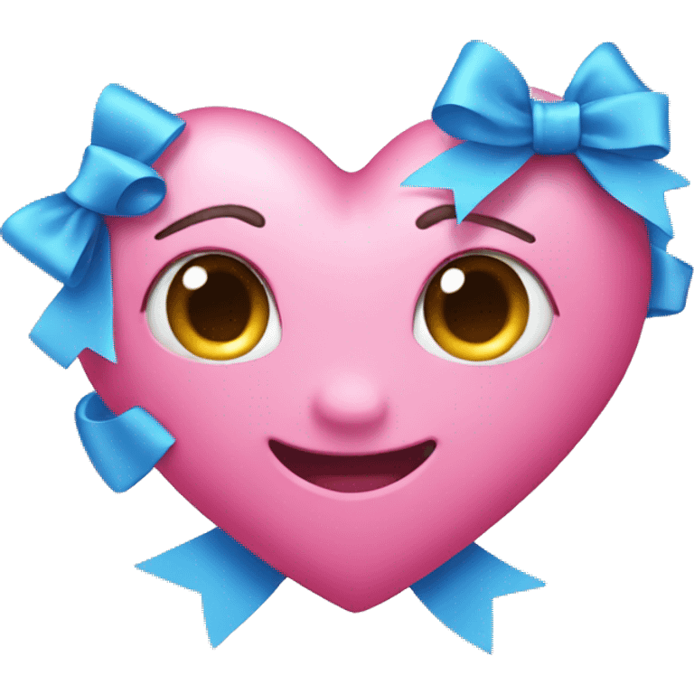 Pink heart blue bow emoji