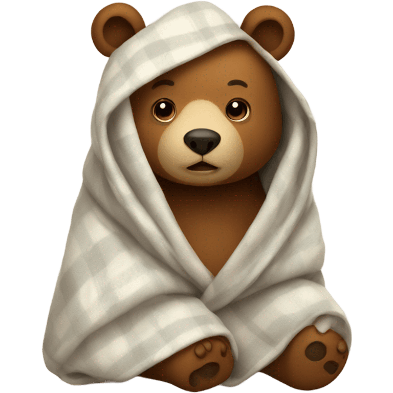 bear cozy in blanket emoji