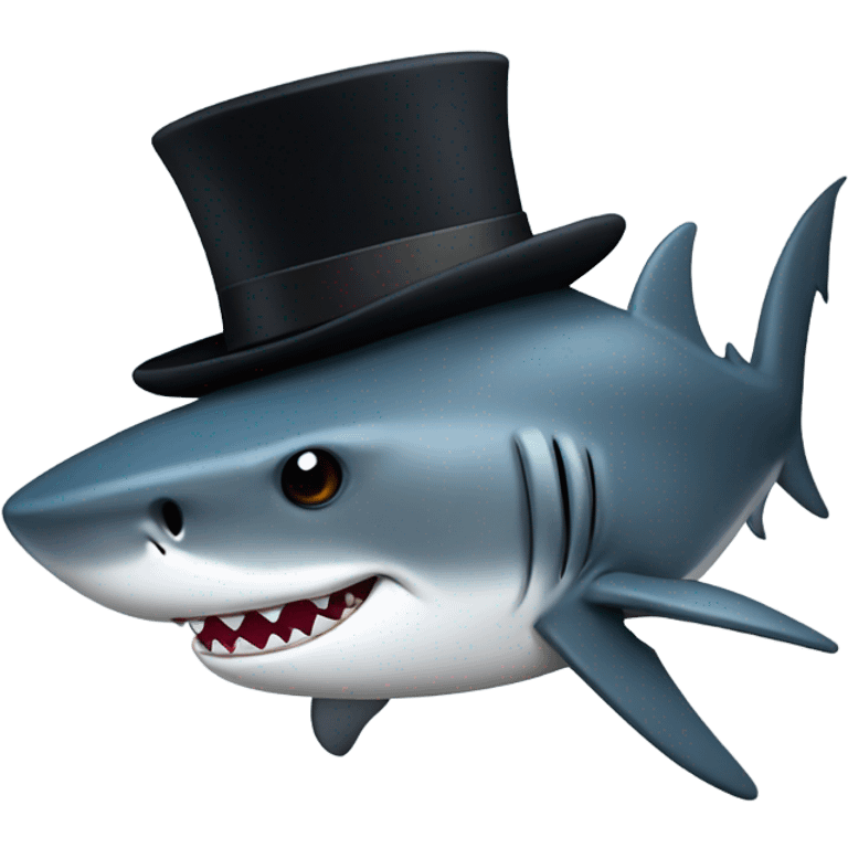 Shark with a top hat emoji