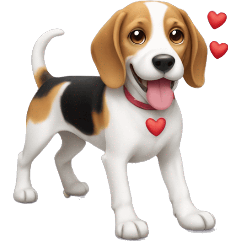 Happy beagle with hearts emoji