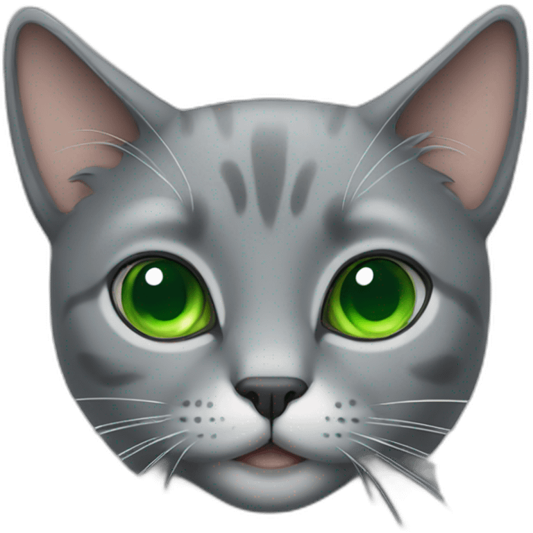 gray cat with green eyes emoji