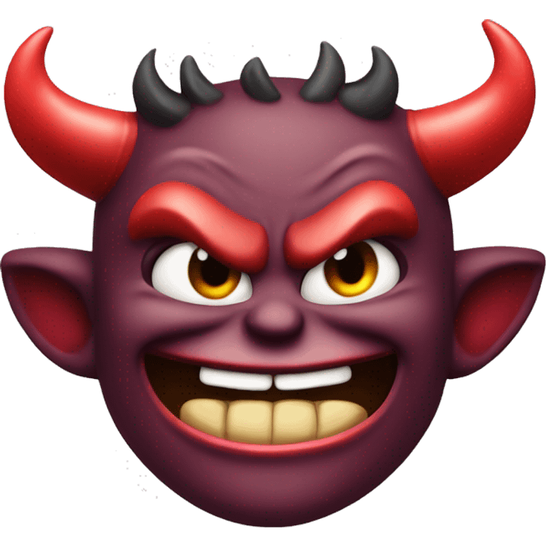 devil angry but smilling with delicious smile emoji