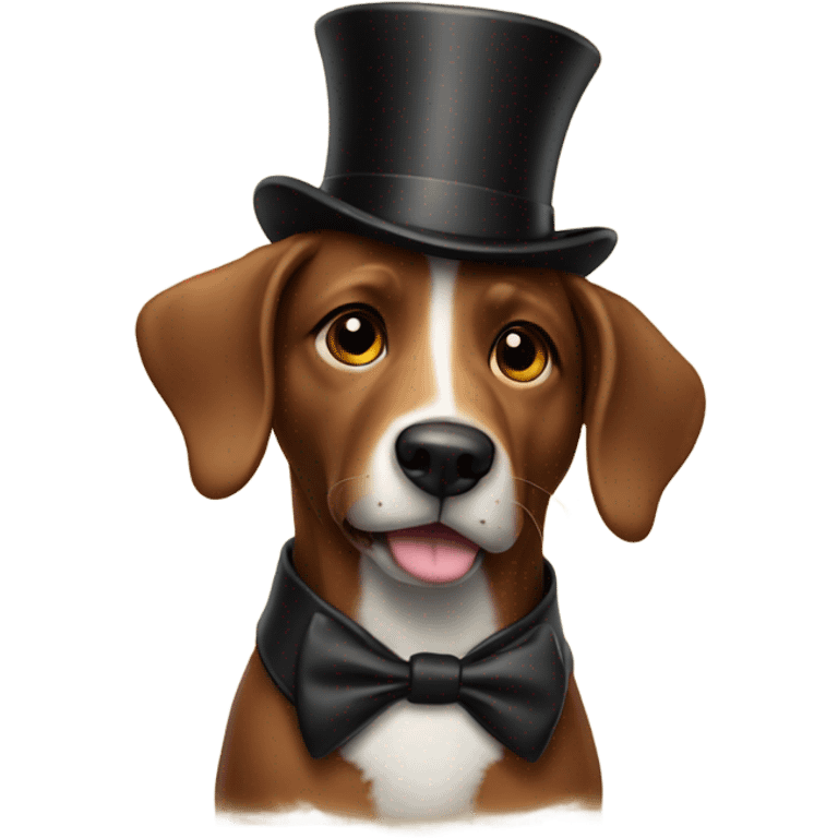 brown dog with a tophat emoji