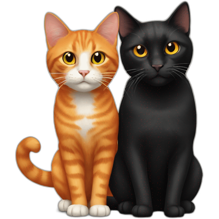 orange cat and black cat emoji