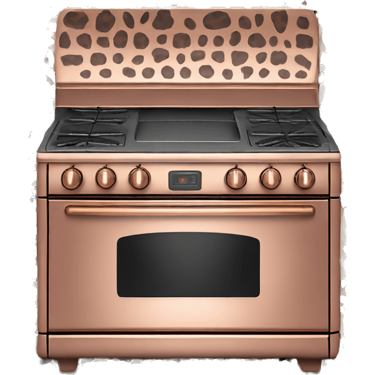 Realistic rose gold stove oven decorated in leopard print pattern. emoji